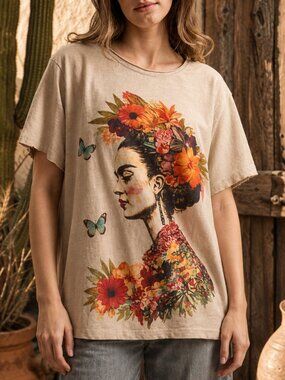 BLUE VELVET Frida in Bloom Art Tee 🦋✨